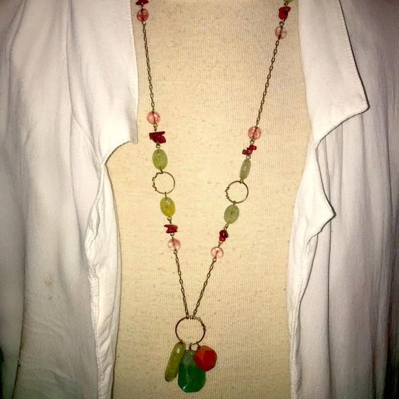 Coral and teal coloured necklace - Picture 1 of 1